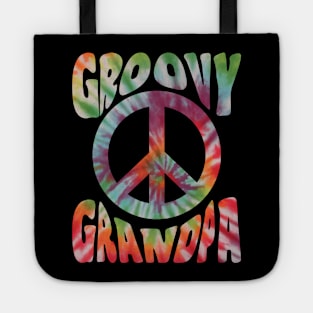 Groovy Hippie Tie Dye Vintage Peace Sign Groovy Grandpa Tote