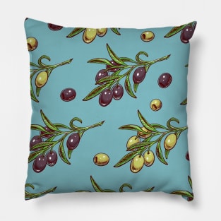 Olives - Mediterranean pattern Pillow