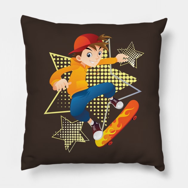 Skater Boy Pillow by mikailain