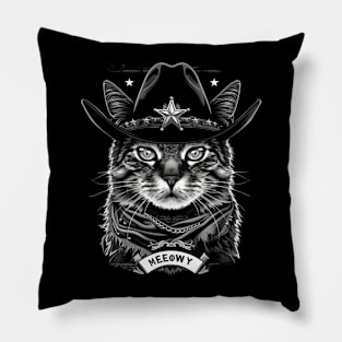 Cat Cowboy Whiskers & Spurs Pillow