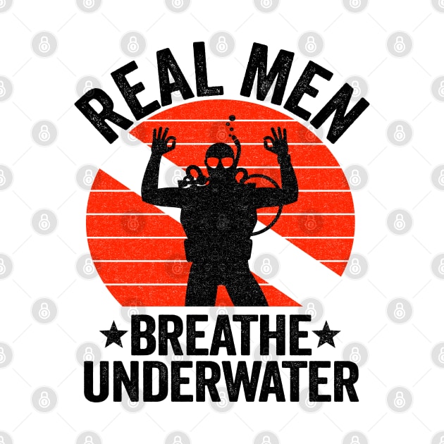 Real Men Breathe Underwater Scuba Diving Diver Down Flag by Kuehni