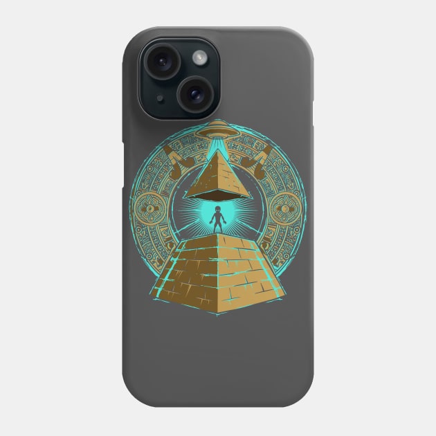 Alien UFO Egyptian Pyramids with Hieroglyphics Spacecore Phone Case by Area51Merch