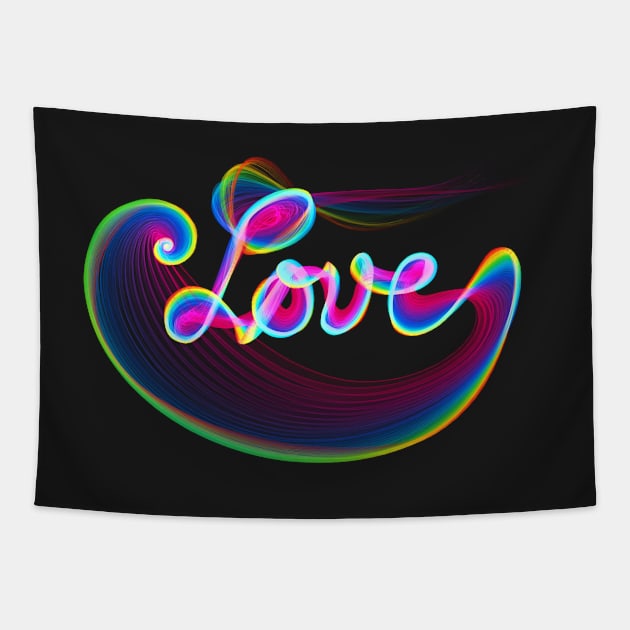 Glowing Rainbow Love Tapestry by BonniePhantasm