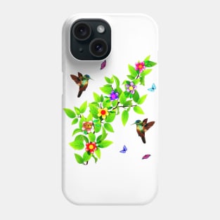 Cute Hummingbirds and Butterflies Phone Case