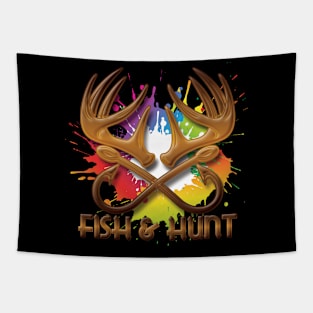 Fish & Hunt Rainbow Tapestry