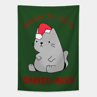 Better To Call It Christ-Mass Fat Christmas Cat Tapestry