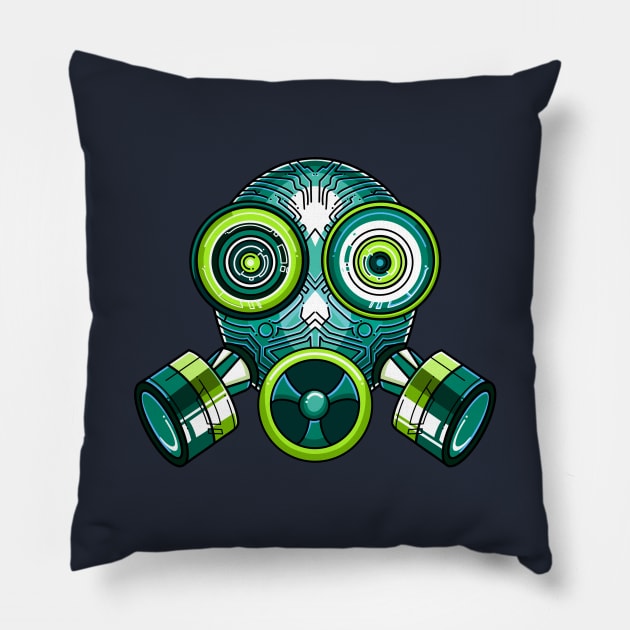 Green Tech Gas mask Quarantine T-Shirt Pillow by nataliesnow24