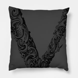 Vintage Initial Letter Lettering Alphabet V Pillow