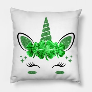 St Patricks Day Unicorn Face Shamrock Pattys Toddler Girls Pillow