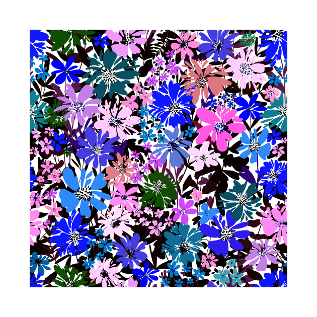 Blue And Pink Flowers by Gush Art Studio 1