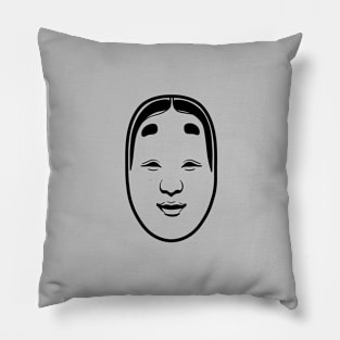 Traditional Japanese Masks, Onnamen, design with dark black ink Pillow