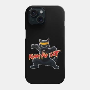 black cat elite kung fu cat fighter in vintage retro style Phone Case