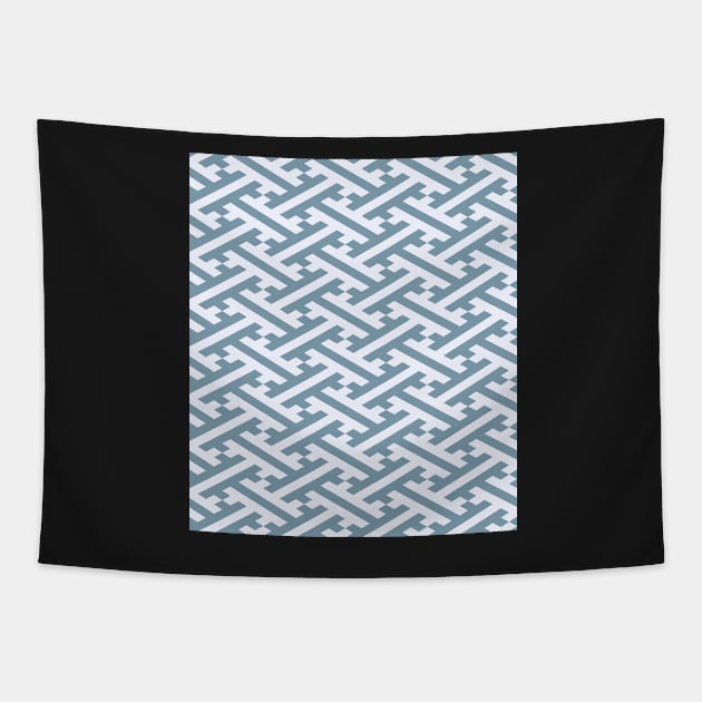 Blue Sayagata Japanese Pattern Tapestry by diffrances