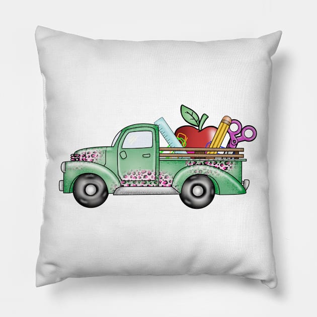 Back to school loader truck Pillow by Zedeldesign