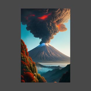 Volcanic Fury: A Digital AI Fantasy Landscape T-Shirt