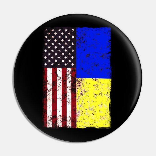 Ukraine American Flag Pin by Scar