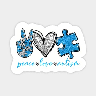 Autism Awareness Peace Love Autism Magnet