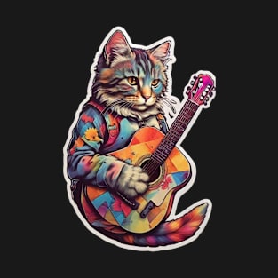 Cat and coustic guitar T-Shirt