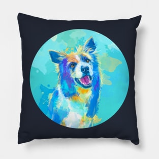 Border Collie Dog Portrait Pillow