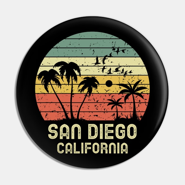 San Diego California Retro Vintage Sunset Aesthetic Pin by Inspire Enclave