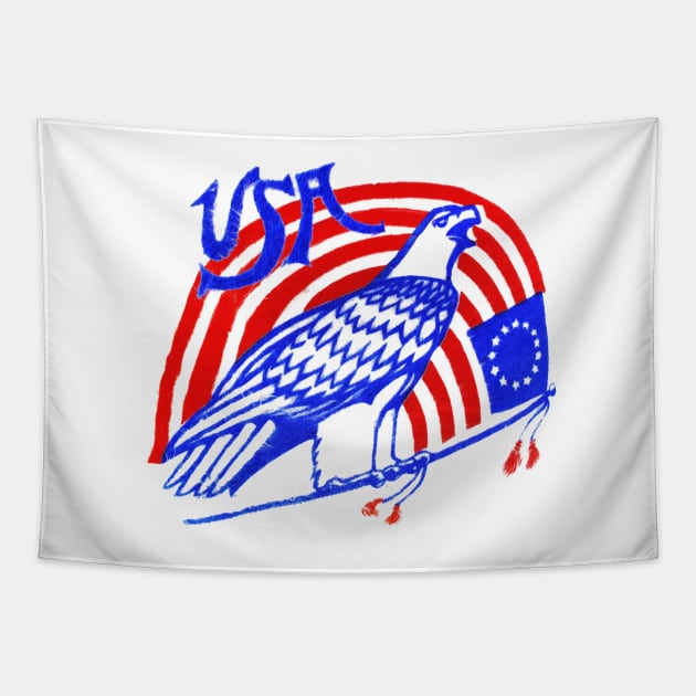 4th of July Eagle, Flag, USA, Stars & Stripes, Patriotic Tapestry by artbitz
