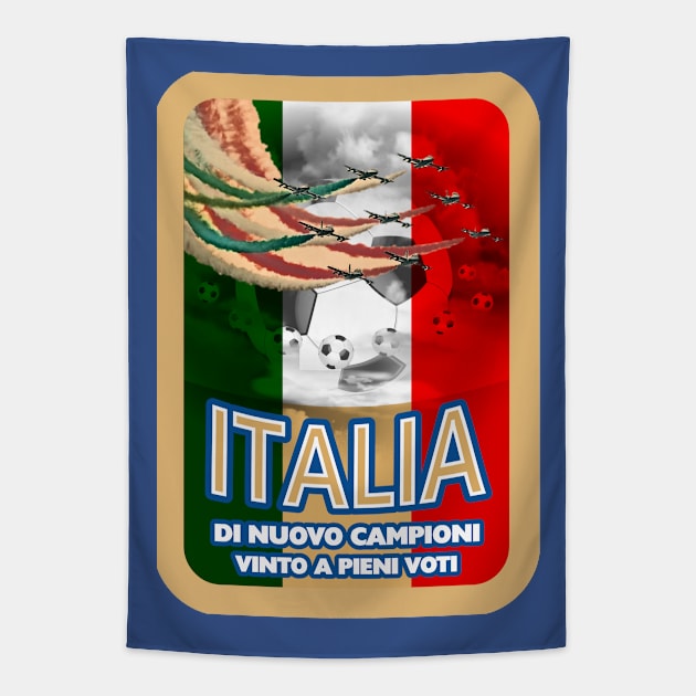 Italia European Football Won with Flying Colours Tapestry by peckiefoureyes