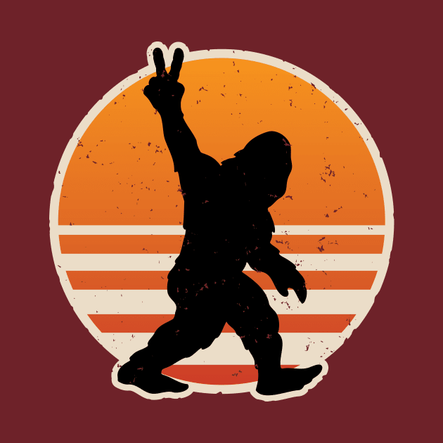 Retro Bigfoot Peace Sign by hobrath