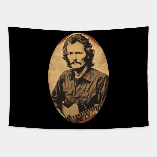 Gordon Lightfoot Acoustic Guitar Vintage Tapestry by Pixy Official