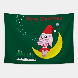 merry christmas santa rabbit Tapestry