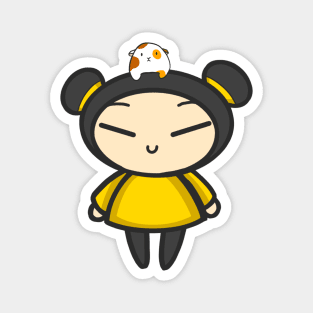 Yellow Pucca with a Guinea Pig Magnet