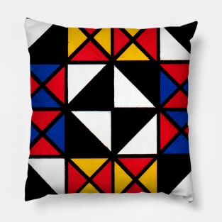 Mondrian Inspired Geometric Abstract Acrylic Painting V Pillow