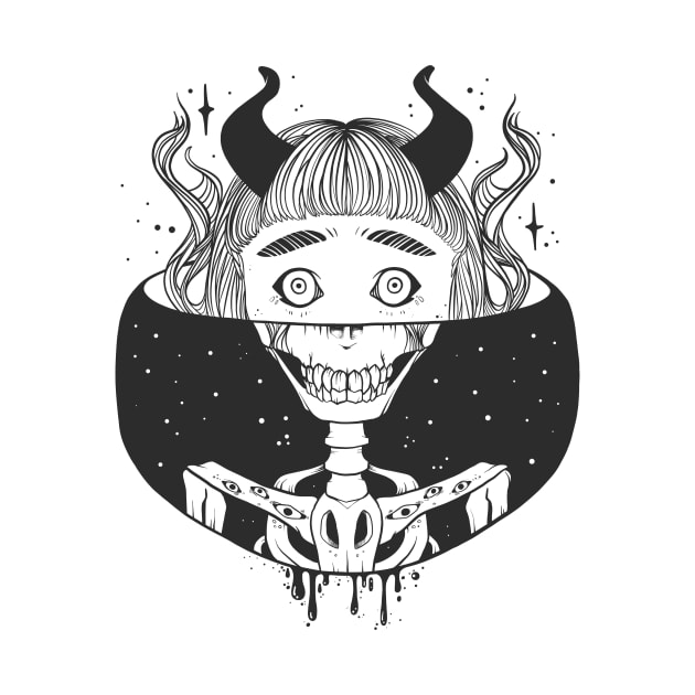 Cosmic Skeleton Demon Girl by cellsdividing