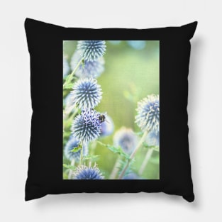 Globe thistles and a bee Pillow