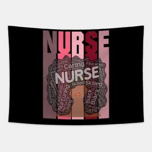 Black Nurse Words in Afro Hair Tapestry