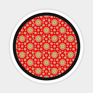 Purple and Lime On Red. A funky retro design in purple, lime and red. Magnet