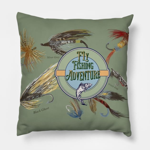 Fly Fishing Adventure! Pillow by Salzanos