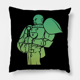 Orc Knight (Green): A Fantasy Design Pillow