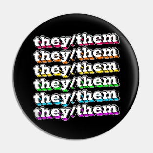 They/Them Pronouns --- Retro Style Design Pin