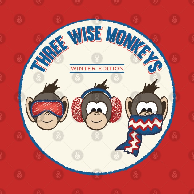 Three Wise Monkeys Winter Edition by Scrabbly Doodles