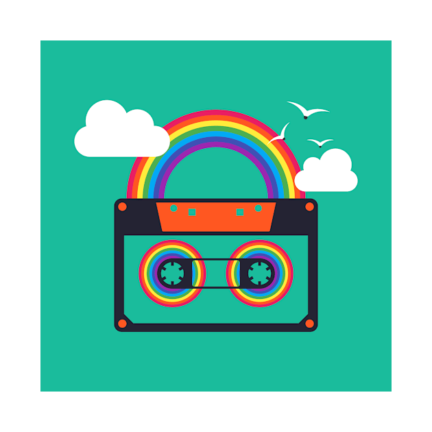 Rainbow Casette by Wall-Art-Illustrations