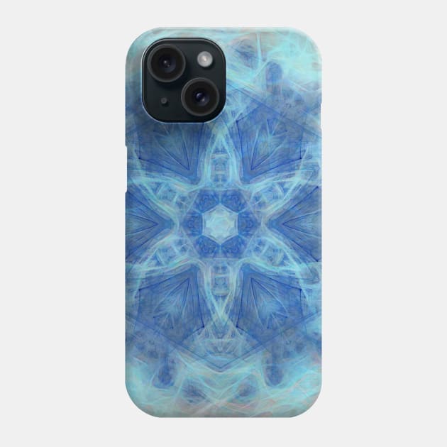 Whimsical lacy blue fractal kaleidoscope Phone Case by hereswendy