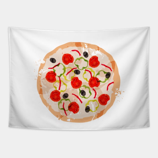 Delicious pizza top view. Tapestry by RulizGi