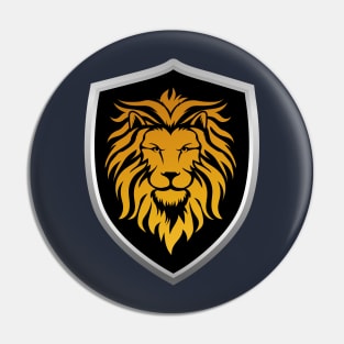 Gold Lion on Black Shield Pin