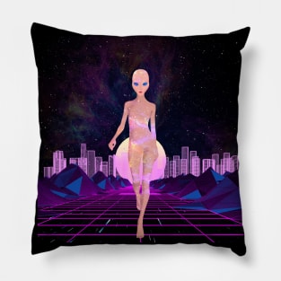 Alien Girl Cyber City Pillow