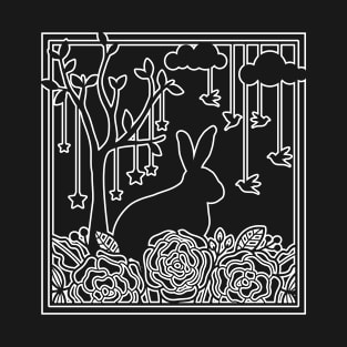 Rabbit Scene Roses T-Shirt