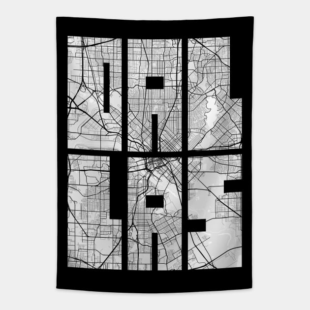 Dallas, USA City Map Typography - Light Tapestry by deMAP Studio