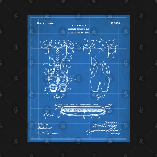 Football Pads Patent - Football Player Coach Team Art - Blueprint by patentpress