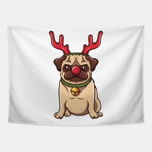 Reindeer Pug Christmas Animal Lover Dogs Tapestry