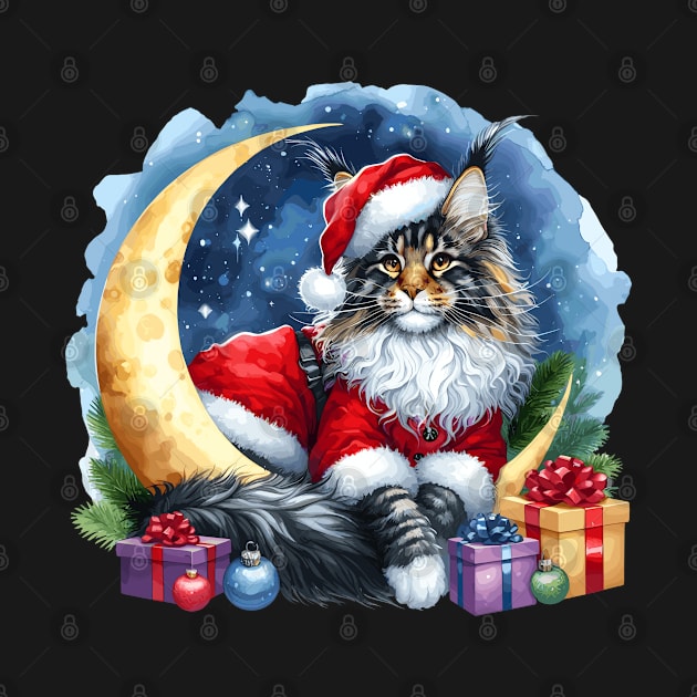 Maine Coon Cat On The Moon Christmas by Graceful Designs