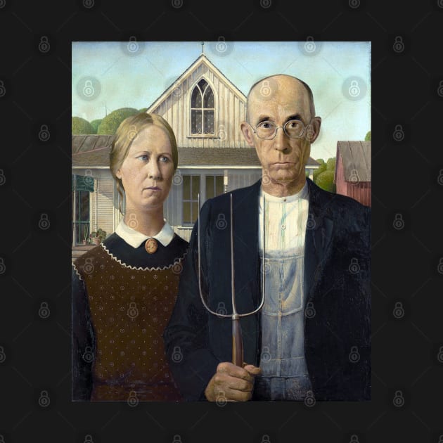 American Gothic, by Grant Wood, Oil on Beaverboard, 1930. by SteelWoolBunny